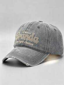 1 Pc Women's Letter-Embroidered Pre-Washed Baseball Cap Adjustable Design, Perfect For Hiking, Mountain Climbing, Travel, And Sun Protection - A - View 6