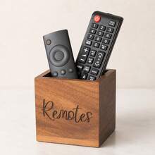 1pc Solid Wood Remote Control Holder, Solid Wood Desktop Storage Box, Suitable For Dorm Room Controller, Office Supplies And Study Essentials Storage Basket, Compact Storage Box For Bedroom, Living Room And Home Decor - Brown - View 15
