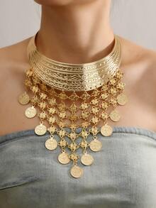 Fashionable Vintage Floral Punk Multi-Layer Water Drop Tassel Necklace For Women, Casual Party Ball Accessory, Short Choker - Butterfly - View 3