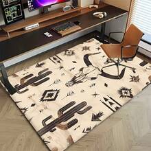 Velvet Cow Bone Cactus Creative Print Carpet Suitable For Office, Living Room And Kitchen Non-Slip Home Floor Mat Bedroom Dorm Home Decor Non-Slip Carpet 800g/M² Crystal Velvet - A - View 5