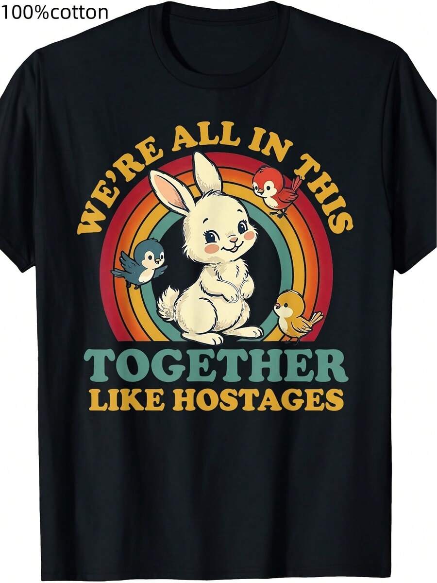 Camiseta Vintage con Humor Divertido: Estamos Todos Juntos en Esto Como Refianzos - Blanco - Ver 1