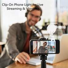 Luz de Relleno para Teléfono Clip-On Anillo LED 2.68 Pulgadas Mini Recargable Iluminación para Teléfono Celular Vlog Maquillaje Transmisión en Vivo - Luz de relleno con clip para teléfono - Ver 6