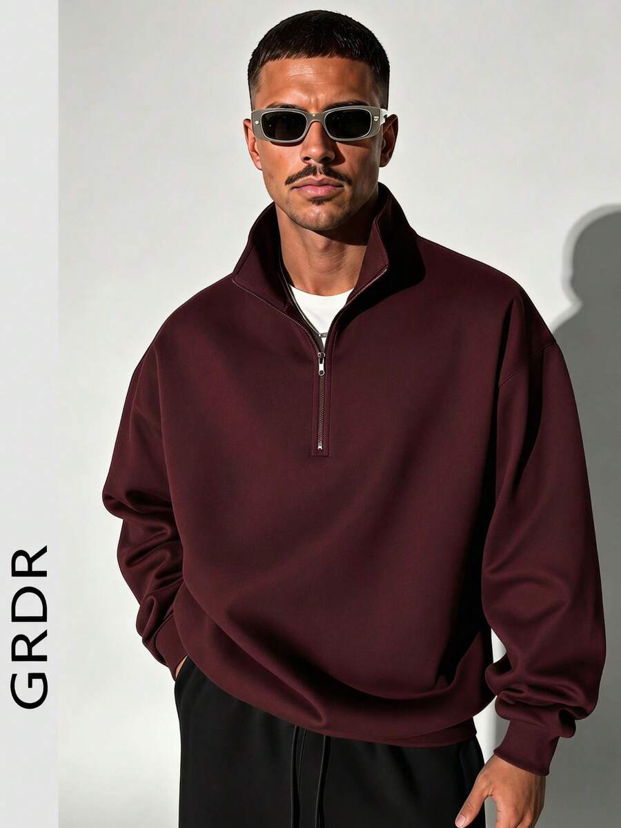 GRDR 男士拉链套头卫衣，秋冬款