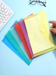 1 Set/2pcs Colorful Transparent Document Bags, Folders, Classification Storage Bags, Office File Bags, Receipt Storage Bags, Learning Material Bags, Suitable For Office, School, Home Classification Storage, Back To School Supplies - Multicolor - View 4