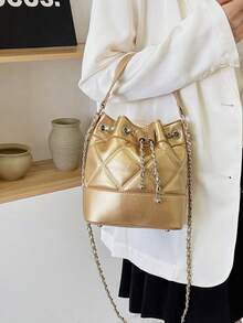 Women's Bucket Bag, Casual Straw Drawstring Crossbody Shoulder Bag - 熒光色 - 查看 1