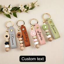 1 Stück cremefarbener Silikon-Blumen-Perlen-Schlüsselanhänger, personalisierter Paar-Anhänger mit Namen und Blumen-Anhänger - sanfte Farbe und goldene Perlen, Karabinerverschluss, elegantes Geschenk für Frauen, Lehrer, Geburtstag, Weihnachten, Hochzeit, Valentinstag, Jahrestag - langanhaltend Kunstperlen-Schlüsselanhänger, zufällige Farbe - Verschiedenfarbig - Übersicht 4