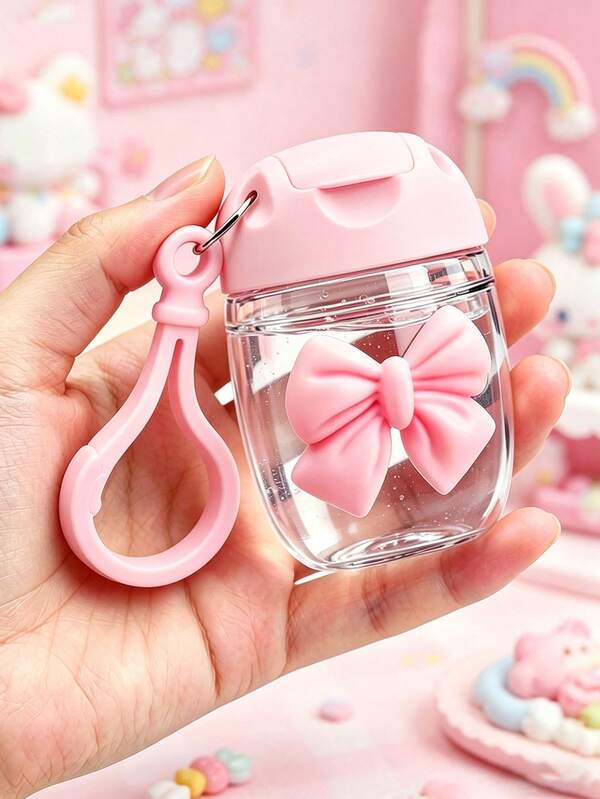1/3/6 piezas Botellas dispensadoras de desinfectante de manos transparentes con lazo, 30ml, con llavero de gancho, tapa abatible, diseño de lazo 3D Botella de desinfectante de manos/perfume. Botellas vacías reutilizables y portátiles para rellenar, contenedor cosmético, botella dispensadora, adecuado para líquidos, lociones, cremas, artículos esenciales de viaje, artículos esenciales de dormitorio, adecuado para mujeres, madres, maestras, amigas, estudiantes, regreso a la escuela y maestras, regalo del Día de San Valentín, regalo del Día de la Madre, 1oz