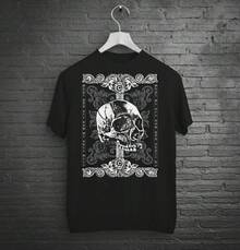 Horror T-Shirt With Skulls And Funeral Theme, Alternative Gothic Clothing, Gothic Halloween T-Shirt, Horror And Witchcraft Gifts, Memento Mori - 黑色 - 查看 1