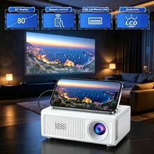 Mini LCD Projector, Supports USB Phone Connection, Remote Control Operation, Compatible With IOS And Android Phones, Home And Outdoor Cinema, Portable Compact Black Home Video Projector - White - View 2