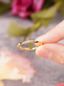 1件時尚立方氧化鋯女款戒指，適合情人節禮物、婚禮週年紀念派對佩戴 - 9# - 查看 3