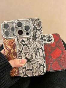 Funda de teléfono con patrón de pitón premium compatible con Apple 17/16 Pro Max, pareja 15 Pro nuevo 14 personalizado 13 nicho 15 mujeres 14 Pro influencer 12 creativo 11 cobertura completa protección de lente para hombres - Multicolor - Ver 3