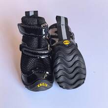 魔鬼氈狗鞋，戶外防滑網布寵物靴，適合小型犬 - 黑色 - 查看 8