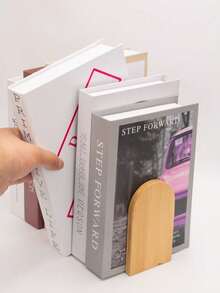極簡拱形實心竹製書立 13cm 高，防滑黑色鐵製底座書架，拋光竹製書架，適用於教科書、小說、雜誌、筆記本，多場景桌面收納，適合教室、臥室、書房、辦公室，居家裝飾禮品 - 書架 - 查看 2