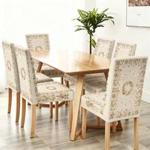 1/4/5/6/7pcs Pink Rose Floral Print Chair Covers/Chair Slipcovers Set, Suitable For Indoor Home, Restaurant, Hotel, Ideal Choice For Modern Daily Decoration. Tablecloth Fits Square Dining Table, Elastic Chair Covers Are Washable. - Multicolor - View 15