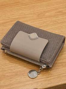 MINGYOU Fashionable Soft Textured Handheld Short Wallet Zipper Coin Purse - Chocolate Brown - View 1