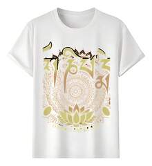 Om Mani Padme Hum T-Shirts With Mandala And Lotus Design - 白色 - 查看 1