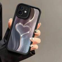 Funda Corazón Dorado para Apple 15Pro, 17, Premium 14Pro, Nuevo 16, Europeo y Americano 13 - Emery - Negro - Morado Corazón Dorado - Ver 1