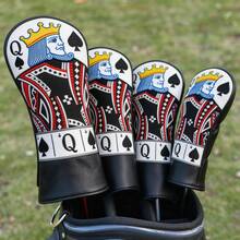 1PC Poker Spade Pattern Headcovers For Fairway Woods & Hybrids, PU Material. Stylish, Protective And Unisex, Fits Most Standard Golf Clubs. - Multicolor - View 1
