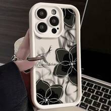 Ink Flower Case Suitable For Apple 15 Pro Max,  16 New Model, 14 Premium, 13 European And American Style, 1217 - 金剛砂-綠色-水墨花(superb) - 查看 8