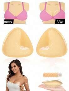 1 Pair Reusable Double-Sided Adhesive Breast Pads, Enhancing Cleavage, Self-Adhesive, Suitable For Strapless Bras, Bikini Tops, Swimsuit Bras And Sports Bras - Multicolor - View 1