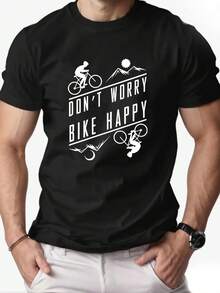 Camiseta de manga corta con cuello redondo y diseño de ciclismo para hombre, ideal para el verano y un estilo casual - Negro - Ver 1