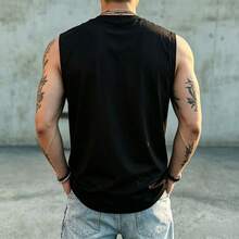 Hombres, Entrenamiento en Gimnasio, Camiseta Sin Mangas, Diseño Gráfico Love and Hate, Ideal para Culturismo y Actividades al Aire Libre, Secado Rápido y Transpirable - Negro - Ver 2