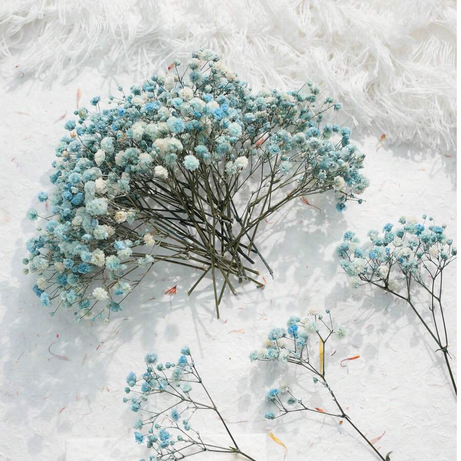 25/52/102/298 Pcs, Artificial White Mini Baby's Breath Floral Vases For Wedding, Home, Office, Party, Garden, Card Making Decoration, DIY Decoration - Pale Blue Baby's Breath - View 1