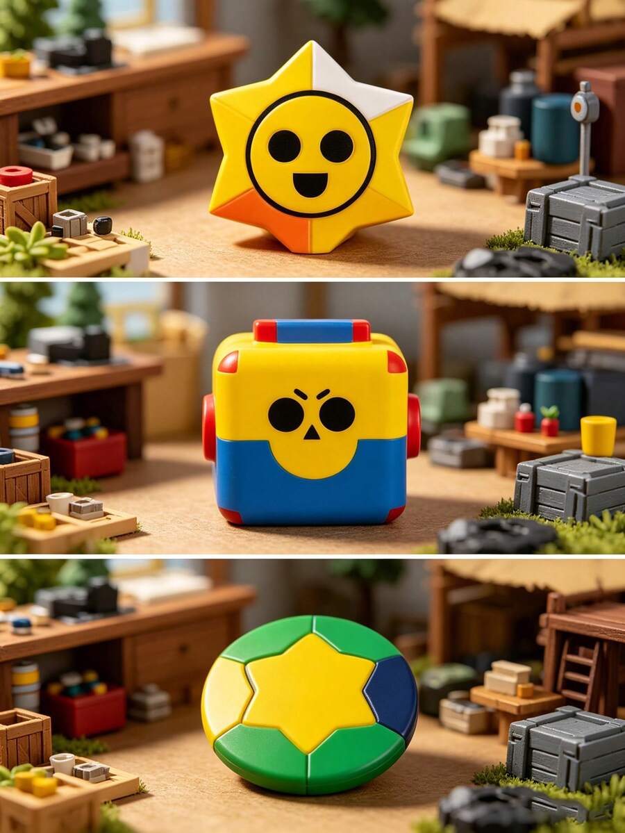 Supercell 1個官方授權《荒野之星》Brawl Stars 擠壓玩具大禮盒 正方形擠壓玩具 Starr Drop 星形笑臉擠壓玩具 圓形獎牌硬幣墊 柔軟慢回彈泡棉 紓壓遊戲周邊 桌面裝飾 收藏禮物 送給粉絲生日 - 彩色 - 查看 1