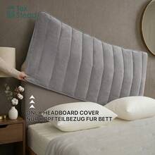 1pc Baby Suede Elastic Headboard Cover, Soft Smooth Skin-Friendly Headrest Slipcover, Solid Color Dust-Proof Bed Headboard Protector, Universal Fit, Suitable For Bedroom Decor, All Seasons - Light Grey - View 8