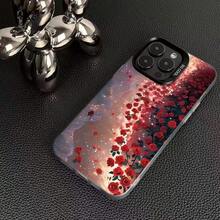 New Red Rose Case Suitable For Apple 16 Pro Max,  15 Pro, And 14 Pro - Silver Casing - Black - New Style With Red Rose Design - View 1