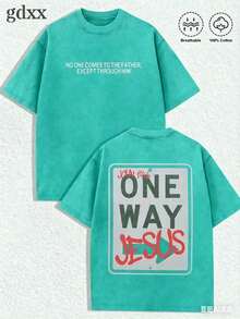 Jesus Graphic T-Shirt With 'God Has A Plan' Print, Double-Sided Print, Washed T-Shirt, Party Gifts, Y2K Graphic Tees For Men, Vintage Washed Style T-Shirts - 綠湖2號 - 查看 1