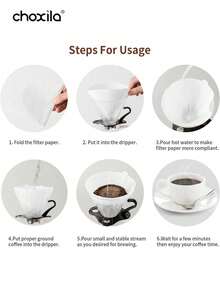 choxila 80pcs Coffee Filter, V-Shaped Coffee Filter Paper, Coffee Paper Filter, Disposable Coffee Tea Filters For Pour Over And Drip Coffee Maker - White - View 3