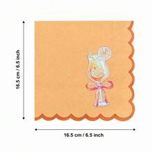20/40/60pcs, Love At First Spritz Scalloped Martini Disposable Cocktail Paper Napkins,2-Ply Bar Disposable Scalloped Paper Napkin Orange Drink Beverage Napkins Guest Towels For Wedding Bride Bachelorette Shower,Engagement Party Supplies - Orange Color - View 5