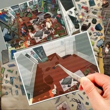 4PCS/Pack Mysterious Chamber Of Secrets DIY Landscape PET Sticker Super Large Size Holiday Gift Art For Back To School Season Gift Holiday Gift DIY Room Decor Leisure Time Stickers Collections Choice For Killing Time Fun Time ﻿ School Supplies - 1 Set - View 9