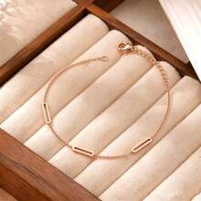 1pc Minimalist Stainless Steel 18K Gold Plated Exquisite Bamboo Knot Bracelet, Elongating Hand Women's Style, Adjustable Bangle, Eid & Summer Vacation Accessory Jewelry - Rose Gold - View 10