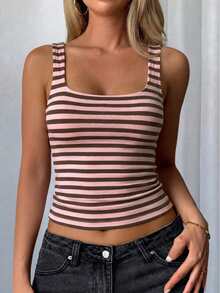 Women's Summer Y2K Sexy Young Commuter Versatile Solid Color Top - Pinkish Brown - View 4
