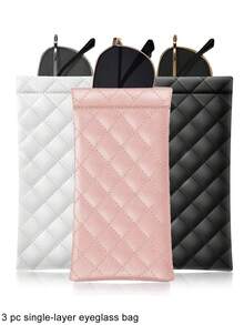 MIYIN 1pc Soft PU Double Layer Glasses Case Sunglasses Storage Bag, Convenient For Daily Carry, Squeeze Top Glasses Case, Minimalist Solid Color Diamond Pattern Anti-Scratch Glasses Storage Bag, Glasses Accessories Sunglasses, Reading Glasses, Myopia Glasses, Astigmatism Glasses Storage Bag, Unisex, Back To School Backpack Travel Essential, Beach Summer Vacation Travel Accessory Travel Bag Vacation Holiday Study Supplies Sunglasses For Women - Multicolor - View 23