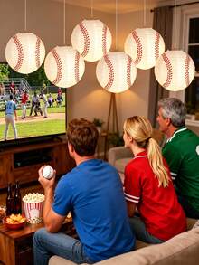 6 Stück Sport Papierlaternen, 7,87 Zoll Sport Hängende Papierlaternen, Fußball, American Football, Baseball, Basketball, Volleyball, Softball Laternen für Sport-Themen Party, Spiel, Geburtstag, Hochzeit, Brautparty Dekoration - Kugellaternen-Ornamente - Übersicht 10