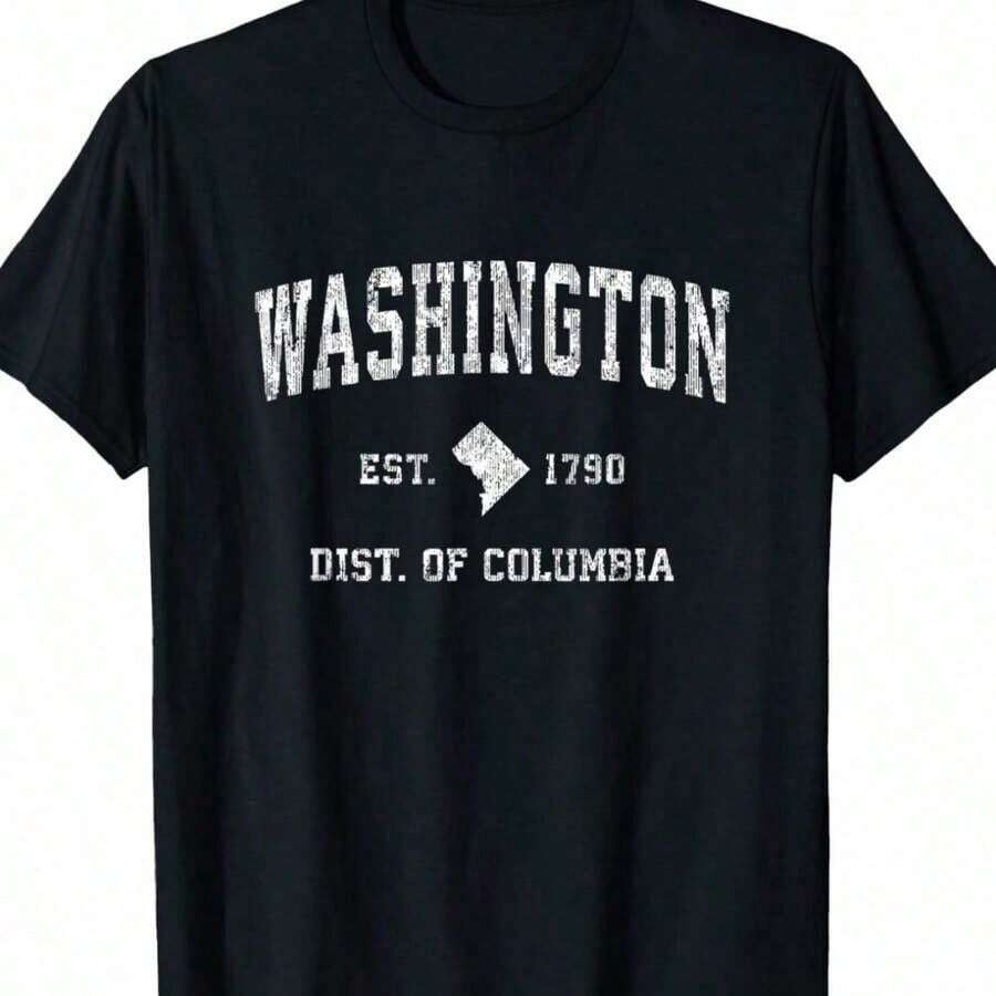 Y2K Style, Low Energy Clothing, Gifts For Mom, Washington DC Vintage Sports Design T-Shirts, Women's Summer Tops, Women's Clothing - 黑色 9 - 查看 1