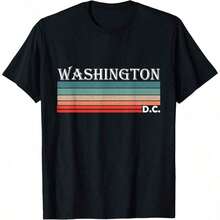 Free Shipping, Gifts For Mom, Washington D.C. Retro T-Shirts As Souvenirs, Vintage Women's Clothing, Local Warehouse Items, Women's Clothing - 黑色 24 - 查看 1