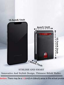 RFID Anti-Theft Men's Card Holder, Credit Card Wallet, Slim Short Carbon Fiber Card Clip, Black Folding Wallet - Black - View 5