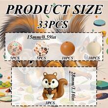 33/34件 3D 齧齒動物系列矽膠珠組 - 可愛卡通倉鼠松鼠毛絨動物設計,多色圓珠,適用於製作珠寶,完美用於 DIY 手鍊、掛繩、珠飾筆配件、節日裝飾和其他手工藝品 - 節日禮物 - 串珠組,串珠用品 - 3D囓齒動物 - 查看 16