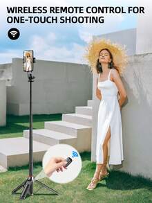 AXNEN 1300mm/51.2 Inch Wireless Selfie Stick Phone Tripod, Extendable Foldable Monopod, Compatible With Smartphones, With Magnetic Phone Holder And Remote Control, Suitable For Summer Vacation, Travel, Outdoor Activities, Live Streaming And Other Photography And Live Streaming Occasions - one-size - View 3