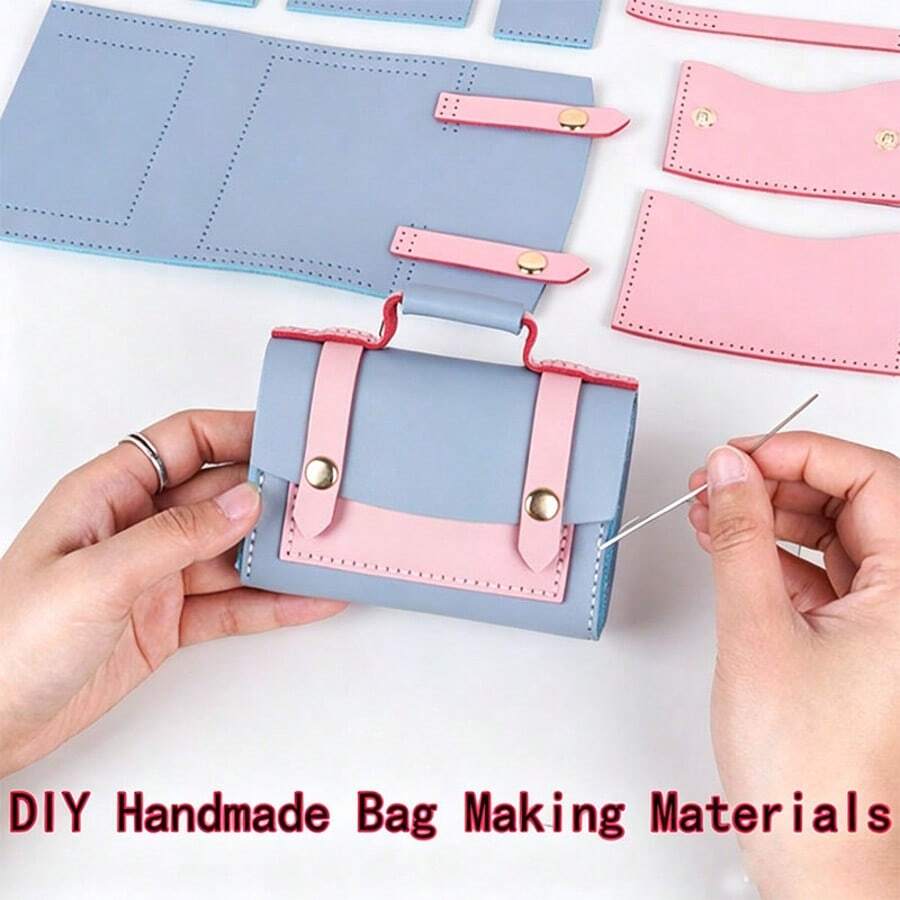 1 Set Handmade DIY Leather Wallet Bag Kit, Pre-Cut Pre-Punched Leather Pieces, Complete Sewing Supplies Included, Multi-Functional Small Bag For Earphone Case, Coin Purse, Card Holder, Decorative Bag Charm, Creative Handmade Kit, Perfect Gift For Valentine's Day, Christmas, Party, Beginner Sewing Material Pack, Not A Finished Product, Requires Manual Assembly