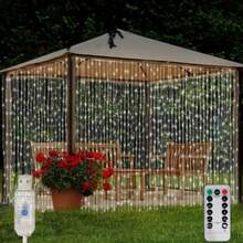 Luces de Cortina LED, 8 Modos de Iluminación, Con Control Remoto (Baterías No Incluidas). Luces de Decoración de Pared para Hogar, Dormitorio, Sala de Estar, Escenario - Alimentadas por USB, Decoración de Fondo para Fiesta de Cumpleaños, Apertura Escolar, Propuesta, Boda, Celebración, Luces de Hada, Decoración de Iluminación para Día de San Valentín, Halloween, Navidad, Luces de Hada de Cuento de Hadas, Luces de Cortina LED - Luces de cortina alimentadas por USB - Ver 6