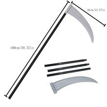 Plastic Scythe Prop, Perfect For Party, Cosplay, Halloween, Christmas, Halloween Costume Accessory, Party Prop, Costume Party Prop, Halloween Decoration, Medieval Prop, Stage Performance Prop. - Multicolor - View 4