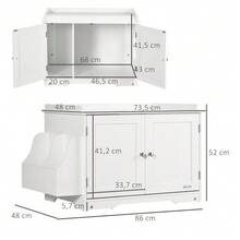 Cat Furniture/Litter Box With Adjustable Divider And Magnetic Doors, White, 86 X 48 X 52 Cm, For An Elegant Interior. - one-size - View 3