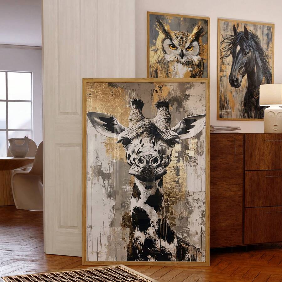 1 Peça Pôster de Arte de Girafa Sem Moldura Decoração de Parede Estética Apartamento Sala de Estar Quarto Volta às Aulas Pôsteres Divertidos Essenciais para Dormitório - girafa - Visão 1