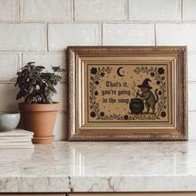 1pc Framed/Unframed Vintage Floral Witch Cat Country Gothic Canvas Poster, Humorous Spooky Halloween Kitchen Wall Art Decor, Dark Country Style, Suitable For Dorm, Living Room, Bedroom, Modern Home Decor - A - View 4