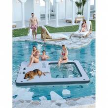 Inflatable Floating Dock,Square Floating Platform With Mesh Swim Area,  Multi-People Inflatable Floating Mat With Bag & Detachable Ladder - B - View 6